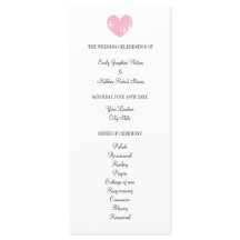 素朴なピンクのハートとエレガントな結婚式プログラム