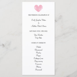 素朴なピンクのハートとエレガントな結婚式プログラム プログラム