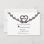 素朴なピンクのハートのツル ウェディングエンゲージメント RSVP 招待状 (正面)