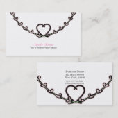 素朴なピンクのハートの蔓が描かれたカントリー調の個性的な名刺 名刺 (正面/裏面)