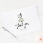 素朴なピンクのフローラカトラリー感謝していお前ステッカー ラウンドシール (封筒)