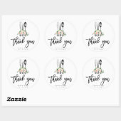 素朴なピンクのフローラカトラリー感謝していお前ステッカー ラウンドシール (シート)