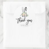 素朴なピンクのフローラカトラリー感謝していお前ステッカー ラウンドシール (バッグ)