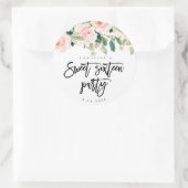 素朴なピンクのフローラバラ甘い16シール ラウンドシール (バッグ)