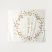 素朴なピンクの庭の花をカスタマイズした結婚前お披露目パーティー タペストリー (正面(横))