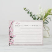 素朴なピンクの桜のレシピカード (スタンド正面)