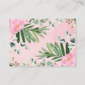 素朴なピンクの花と森林の動物のおむつくじ エンクロージャーカード (裏面)