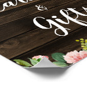 素朴なピンクの花のストリングライト カード＆ギフト ポスター (角)