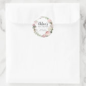 素朴なピンクの花のベイビーシャワーのお礼 ラウンドシール (バッグ)