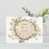 素朴なピンクの花のベイビーシャワー 招待状 (スタンド正面)