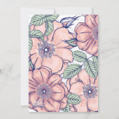 素朴なピンクの花の手描き植物学的なウェディング 招待状 (裏面)