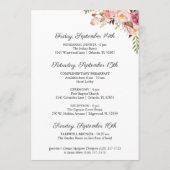 素朴なピンクの花の結婚式のホテルの歓迎カード プログラム (裏面)