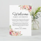 素朴なピンクの花の結婚式のホテルの歓迎カード プログラム (スタンド正面)