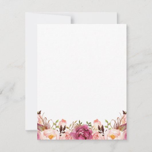 素朴なピンクの花の結婚式の保存日付カード セーブザデート (裏面)