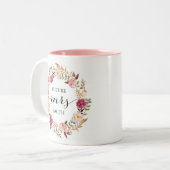 素朴なピンクの花の結婚式の計画夫人コーヒー・マグ ツートーンマグカップ (正面左)