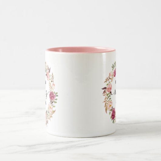 素朴なピンクの花の結婚式の計画夫人コーヒー・マグ ツートーンマグカップ (中央)