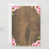 素朴なピンクの赤ちゃん鳥の女の子のシャワー招待状 招待状 (裏面)