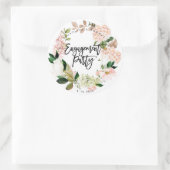 素朴なピンクフローラリース婚約パーティシール ラウンドシール (バッグ)