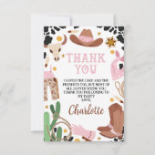 素朴なピンクブラウンのロデオの誕生日お礼カード 招待状 (正面)