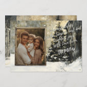 素朴なファミリークリスマスカード 雪の木 シーズンカード (正面/裏面)