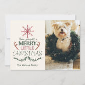 素朴なファミリーペット2枚写真の楽しいクリスマス シーズンカード (正面)