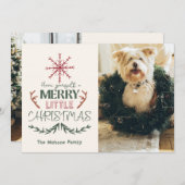 素朴なファミリーペット2枚写真の楽しいクリスマス シーズンカード (正面/裏面)