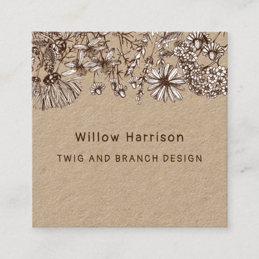 素朴なファンタジーのワイルドフラワーズ スクエア名刺 (正面)