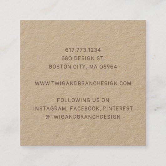 素朴なファンタジーのワイルドフラワーズ スクエア名刺 (裏面)