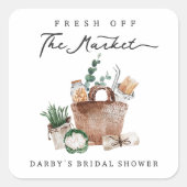 素朴なファーマーズマーケットのウェディングシャワーのお favors スクエアシール (正面)