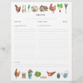 素朴なファーマーズマーケットの鶏肉料理のレシピバインダー挿入ページ (裏面)