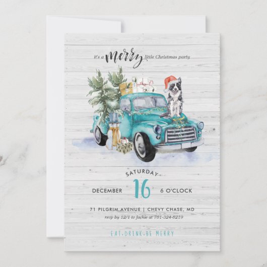 素朴なファームハウススタイルのトラック | クリスマスホリデーパーティー 招待状 (正面)