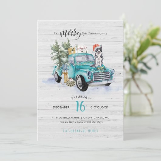 素朴なファームハウススタイルのトラック | クリスマスホリデーパーティー 招待状 (スタンド正面)