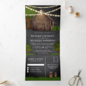 素朴なファームバーン ストリング ライト ブラックボード ウェディング 三つ折り招待状 (内部)