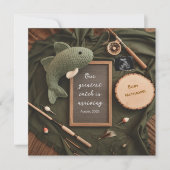 素朴なフィッシングテーマの妊娠発表 招待状 (正面)