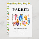 素朴なフィッシングリールのお誕生日 招待状 (正面/裏面)