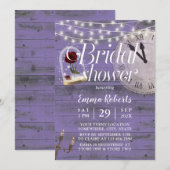 素朴なフェアリーテールウェディング ラベンダー ブライダルシャワー 招待状 (正面/裏面)