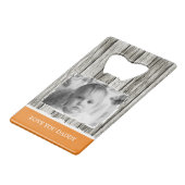 素朴なフェイク木1フォトダディ灰色オレンジ クレジットカード栓抜き (裏面アングル)