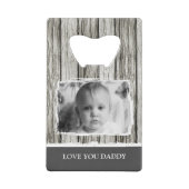 素朴なフェイク木1フォトダディ白い灰色 クレジットカード栓抜き (裏面)