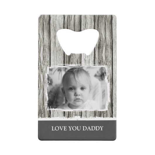 素朴なフェイク木1フォトダディ白い灰色 クレジットカード栓抜き (裏面)