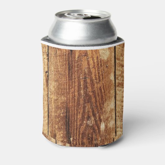 素朴なフェイク納屋の木、オークの木、風化木材 缶クーラー (缶裏面)