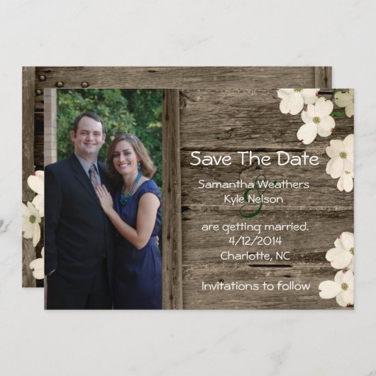 素朴なフェンスの写真を使った結婚式のご案内 セーブザデート (正面/裏面)