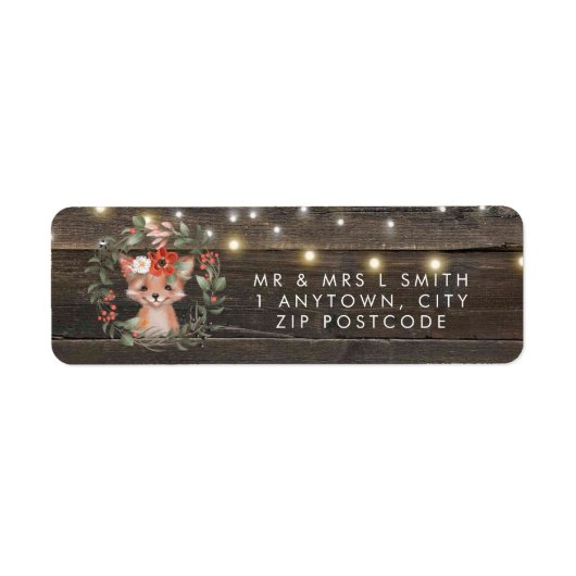 素朴なフォックスベビーシャワーフローラ差出人住所ラベル ラベル (正面)