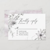 素朴なフランスのコテージ植物学RSVPカード 出欠カード (正面/裏面)