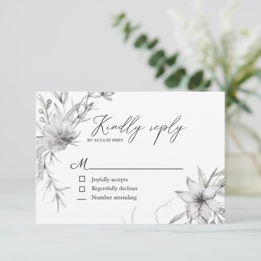 素朴なフランスの別荘スタイルの植物学の出欠確認カード 出欠カード (スタンド正面)