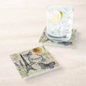 素朴なフランス田舎スタイルのパリ・エッフェル塔 ガラスコースター (アングル)