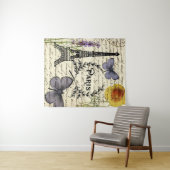 素朴なフランス田舎風の手書きフォント パリ エッフェル塔 タペストリー (インサイチュ(横))