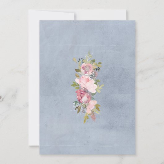 素朴なフレームソフトピンクのブルゴーニュ結婚フローラ 招待状 (裏面)