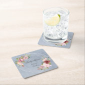 素朴なフレームピンクのバーガンディフローラ赤ちゃんシャワー スクエアペーパーコースター (インサイチュ)