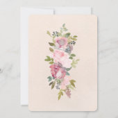 素朴なフレームピンクのブルゴーニュフローラ最初の聖餐会 招待状 (裏面)