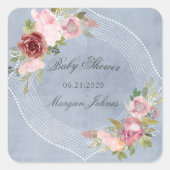 素朴なフレームフローラ赤ちゃんシャワーモノグラム スクエアシール (正面)